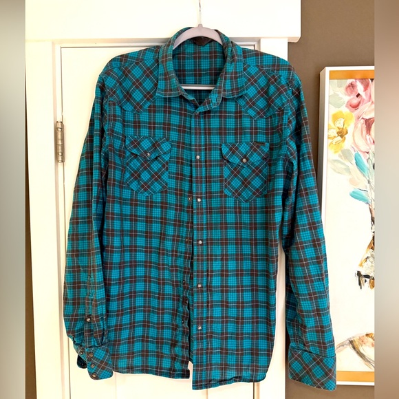 Diesel Western shirt, teal. Size XL / Large - Picture 1 of 5